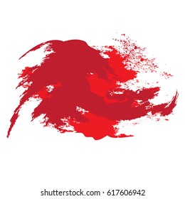 Hand Drawn Paint Brush Stroke Isolated On White Background. Red Grunge. Watercolor. Vector
