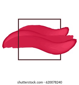 Hand Drawn Paint Brush Stroke And Frame Isolated On White Background. Red Grunge. Watercolor. Vector
