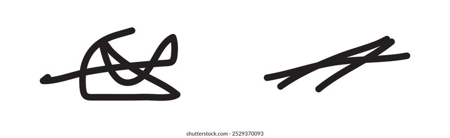 Hand drawn paint, pen, line brush sketch marker underline shape vector icon.