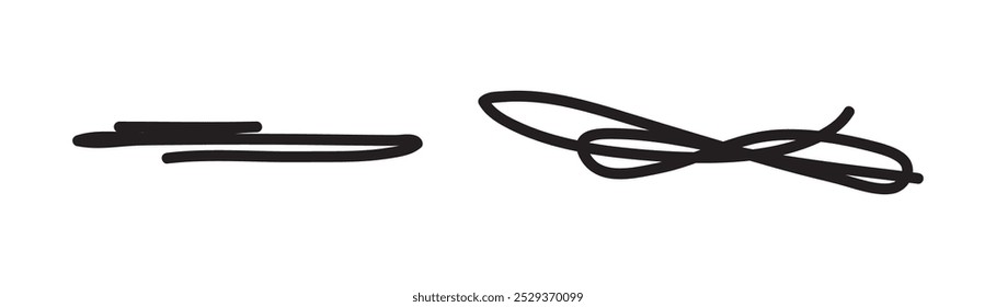 Hand drawn paint, pen, line brush sketch marker underline shape vector icon.
