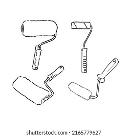 Hand drawn Paint roller illustration paint roller vector