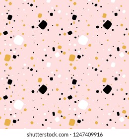 Hand drawn paint splashes textures, vector seamless pattern