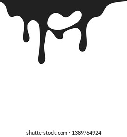 Hand drawn paint splatter background. Liquid drip. Melting ink drops. Vector isolated grunge stain.