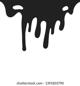 Hand drawn paint splatter. Fluid background. Ink drip. Melting graffiti drops. Vector isolated grunge stain.