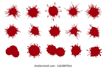 Hand drawn paint splatter. Horror bloody blobs. Blood drops. Vector isolated illustration.