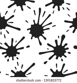 Hand drawn paint splatter seamless pattern. Ink drip. Graffiti drop background. Vector isolated grunge texture.