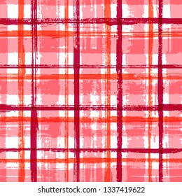 Hand drawn paint stripes fabric print seamless vector. Color lines on white background. Hand painted stripes vintage fabric print design. Curtains old style pattern. Hipster cool ornament.