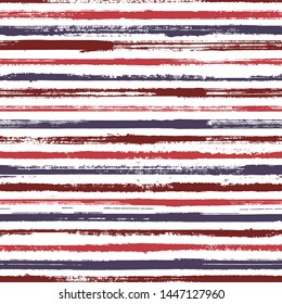 Hand drawn paint stripes fabric print seamless vector. Retro background with lines texture. Hand painted stripes vintage fabric print design. Lines art tablecloth pattern. Simple backdrop grafitti.