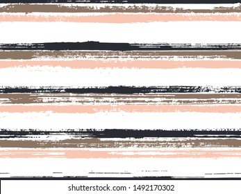 Hand drawn paint stripes fabric print seamless vector. Wrapping paper lines pattern. Hand painted stripes vintage fabric print design. Vintage repeating lines background. Modern sketch graphics.