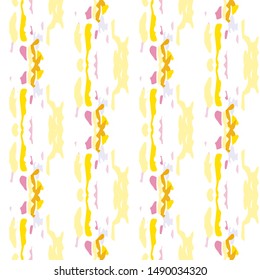 Hand Drawn, Paint Texture. Shibori Seamless Pattern. Traditional Graphic Hand Drawn Painted.  Sepia Yellow Ancient Folklore Ethnic Embroidery.  Ornamental Graphic Shibori Print.