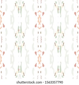 Hand Drawn, Paint Texture. Shibori Seamless Pattern. Traditional Graphic Hand Drawn Painted.  Brown Ochre Old Ethnic Folklore Textile.  Organic Geometrical Ikat Mosaic.