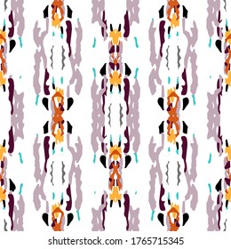 Hand Drawn, Paint Texture. Shibori Ornament. Modern Abstract, Endless Repeat Painting.  Bordo Gray Tribal Old Vintage Carpet.  Ornamental Woven Shibori Print.