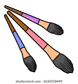 ilustração de vetor de conjunto de pincel desenhado à mão. Pincel colorido. Perfeito para designs relacionados à arte, criatividade, educação, escola e hobbies
