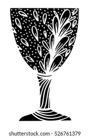 Hand drawn painted goblet, illustration design element