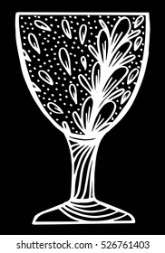 Hand drawn painted goblet, illustration design element