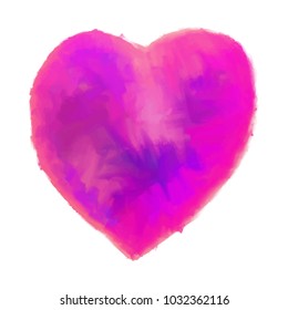 Hand drawn painted heart. Vector illustration.