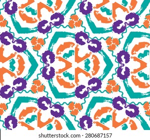 Hand drawn painted ikat batik seamless pattern. Vector illustration for tribal ikat batik design. Ethnic ikat batik motif.  For ikat batik invitation,  ikat batik textile, ikat wrapping paper.