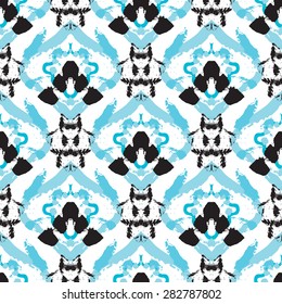 Hand drawn painted ikat batik seamless pattern. Vector illustration for ikat batik  tribal design. Ethnic ikat batik motif.  For ikat batik invitation, ikat batik textile, ikat batik  wrapping paper.