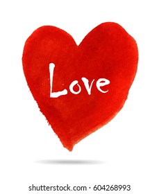 Hand drawn painted red heart, vector element for your design