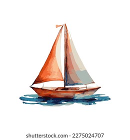 Hand drawn painted sailboat isolated object on white background. illustration - Shutterstock ID 2275024707