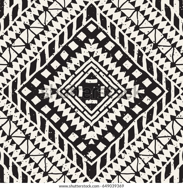 手描きのシームレスな模様 ベクタートライバルデザインの背景 民族的なモチーフ 幾何学的なエスニックストライプの線のイラスト 白黒の色 印刷 繊維 壁紙 包装紙 のベクター画像素材 ロイヤリティフリー