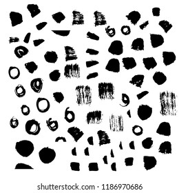Hand drawn painted shapes with rough edges. 