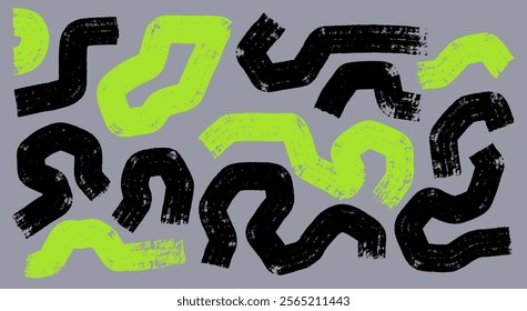 Hand drawn painted strokes, box, bubble. Texture design paint frames. Grunge acid colors pen elements, marker shapes. Abstract hand draw brushes frames for text, banner for design. Brushes vector set.