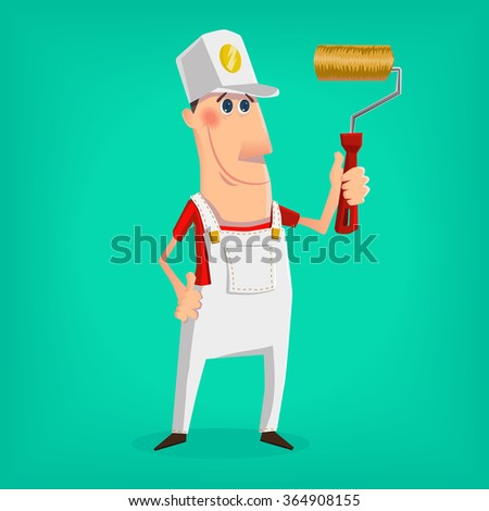 Hand drawn painter character in cartoon style , eps10 vector format 