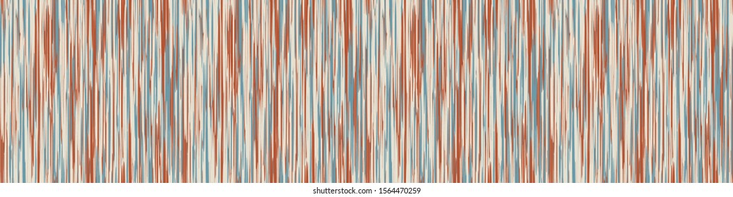 Hand Drawn Painterly Marl Stripes Border Texture. Bright Seamless Banner  Pattern Background with Variegated Multicolor Effect Broken Lines.  Vertical Ikat Style Edge Trim. Vector EPS 10