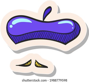 Hand drawn Painting artist beret and mustache icon in sticker style vector illustration
