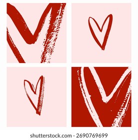 Dibujado a mano pintura Corazones. Clipart de Vector