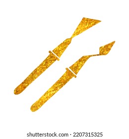 Hand Drawn Painting Spatula Icon In Gold Foil Texture Vector Illustration