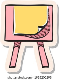 Hand drawn Painting stand icon in sticker style vector illustration