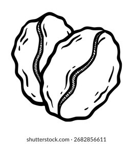 Hand Drawn Pair of Coffee Beans Line Art Sketch