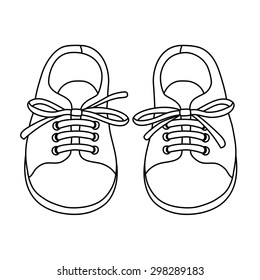 Hand drawn pair of kids shoes. It can be used for decorating of invitations, greeting cards, decoration for bags, t-shirt, cover.