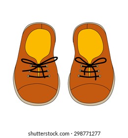 Hand drawn pair of kids shoes. It can be used for decorating of invitations, greeting cards, decoration for bags, t-shirt, cover.