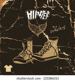 Hand Drawn Pair Of Sneakers, Eps 10 Vector Illustration