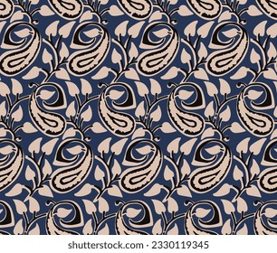 HAND DRAWN PAISLEY BATIK PRINT AJRAKH BAGRU SANGANER BLOCK PRINT AND  DIGITAL PRINT SEAMLESS TEXTILE PATTERN IN EDITABLE FILE