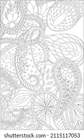 Hand drawn paisley coloring page