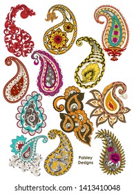 Hand Drawn Paisley Designs Vector Pack 02