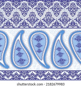 Hand drawn paisley floral ornaments seamless pattern background. Oriental ethnic traditional ornaments