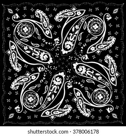 Hand drawn paisley pattern.Ornamental background for textile, wrapping, bandanna