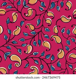 HAND DRAWN PAISLEY SEAMLESS BAROQUE, RENAISSANCE, FLORAL REPEAT PATTERN IN VECTOR