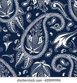 Hand drawn paisley seamless pattern