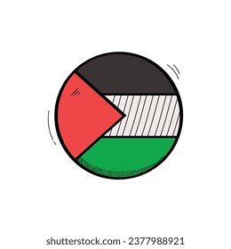 Diseño del vector de iconos de la bandera de Palestina dibujado a mano.