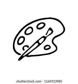 Hand drawn palette doodle. Sketch Back to school, icon. Decoration element. Isolated on white background. Vector illustration.