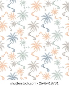 hand drawn palm Leaves background. Colorful palm tree pattern design. tropical summer print design. summer t shirt design
