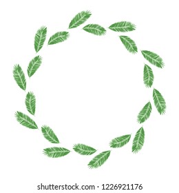 Hand drawn palm leaves frame. Tropical leaf border for invitation card. Vector isolated illustration.