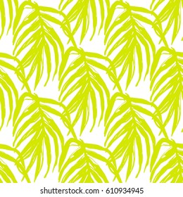 Hand Drawn Palm Leaves Simple Seamless Pattern