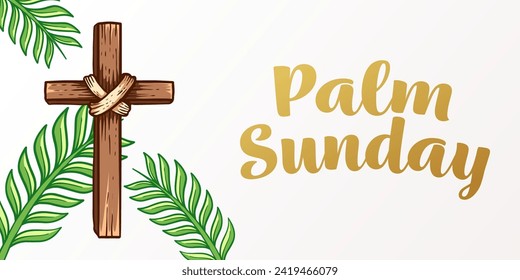 hand drawn palm sunday horizontal banner poster illustration